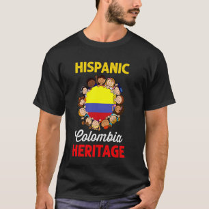 Camiseta Latina Hispânica Patrimônio Mês Colômbia Bandeira