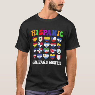 Camiseta Latino Countries Flags Heart Hispanic Heritage Mon