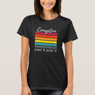 Camiseta Latitude e Longitude de Compton Ca Los Angeles Fãs