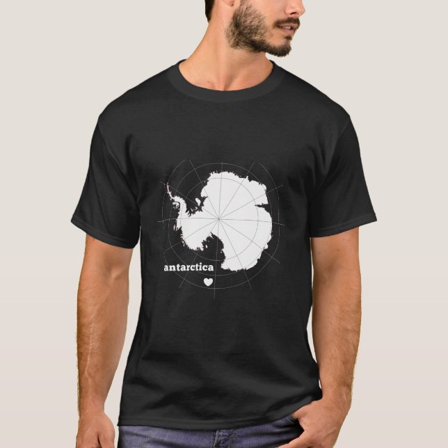 Camiseta Latitude E Longitude Do Coração Antártico (Frente)