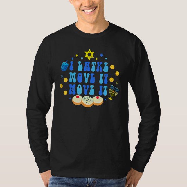 Camiseta Latke Hanukkah Holiday Retro Dreidel Menorah Jewis (Frente)