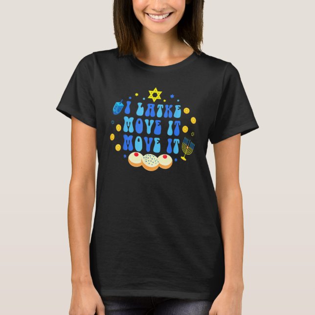 Camiseta Latke Hanukkah Holiday Retro Dreidel Menorah Jewis (Frente)