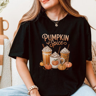 Camiseta Latte de Café de Abóbora com Tempero de Outono