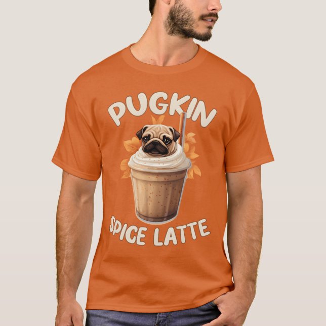 Camiseta Latte de Tempero de Pugkin Engraçado Café (Frente)