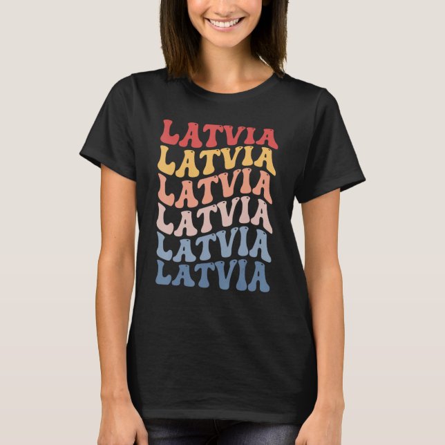 Camiseta Latvia Groovy Retro Latvian (Frente)