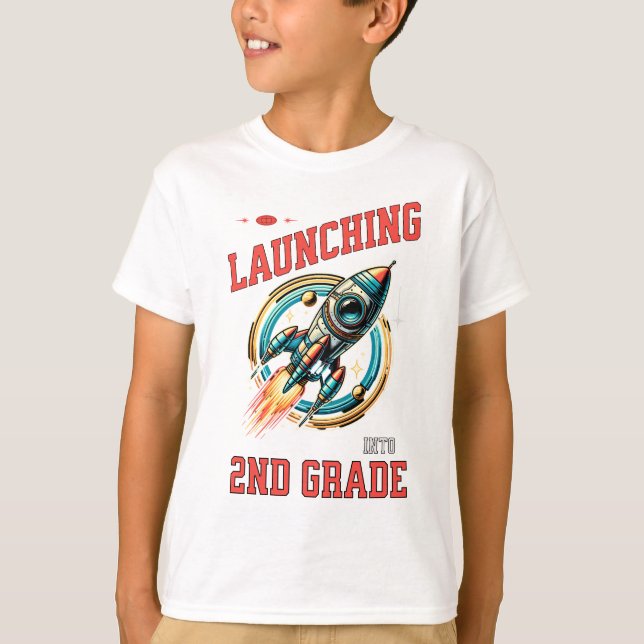 Camiseta Launching into 2nd Grade -Back to School  (Frente)