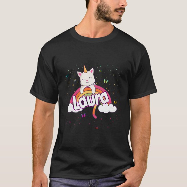 Camiseta Laura Adorable Name Com Linda Caticorn (Frente)