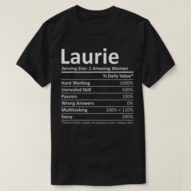 Camiseta LAURIE Nutrição Nome Personalizado Engraçado Natal (Frente do Design)