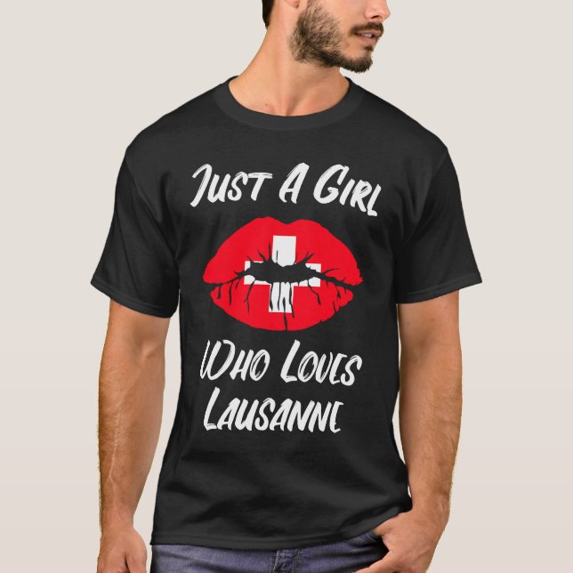 Camiseta Lausanne Lips Mouth Love Switzerland Flag (Frente)