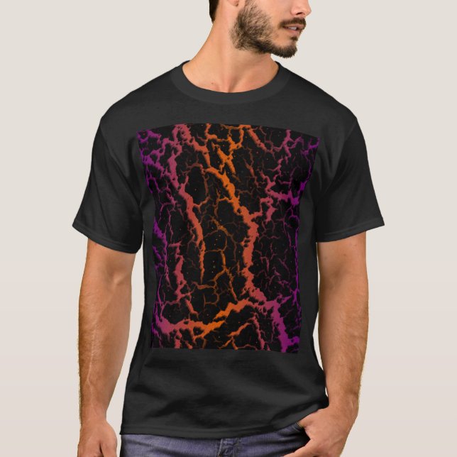 Camiseta Lava Espacial Rachada - Roxo/Laranja (Frente)
