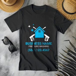 Camiseta Lavagem à Pressão Preta e Azul Profissional
