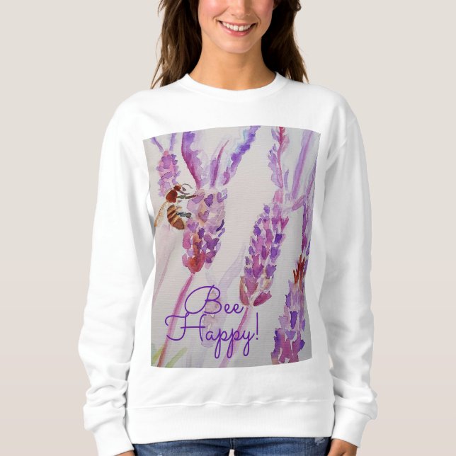 Camiseta Lavanda Bebê Feliz Flor Aquarela (Frente)