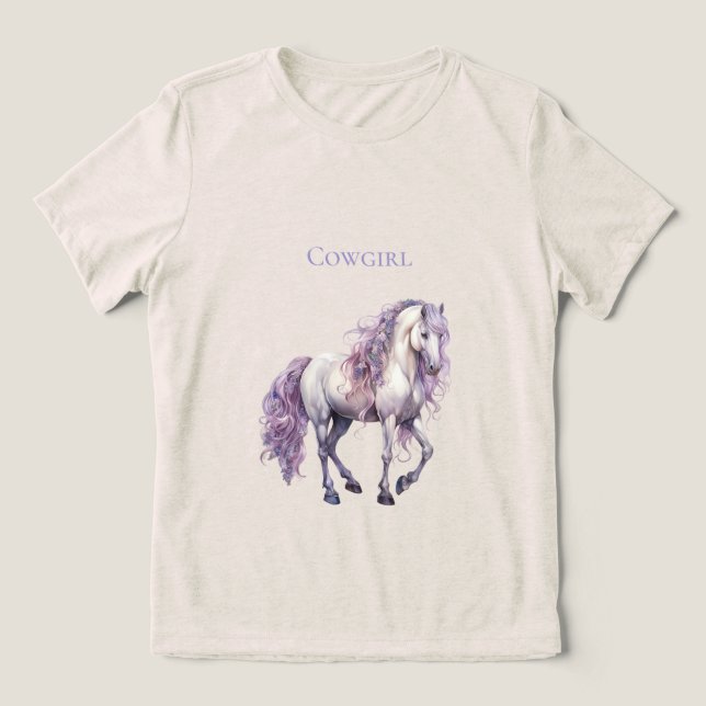 Camiseta Lavanda Branca de Cavalo Floral (Design frontal)