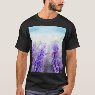 Camiseta Lavanda da Proveniência: Campo de Aquarela Vintage