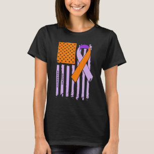 Camiseta Lavanda de Bandeira Americana e Faixa Laranja Ecze