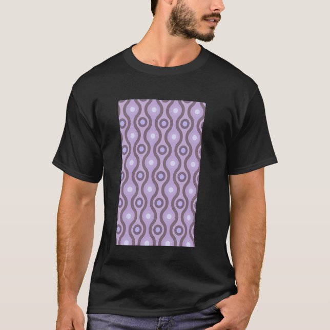 Camiseta lavanda DE PADRÃO DE ONDA RETRO E DE CICLO DE 1960 (Frente)