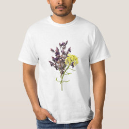 Camiseta Lavanda e Design Botânica Amarelo