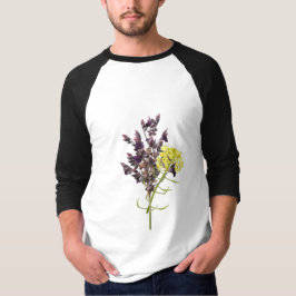 Camiseta Lavanda e Design Botânica Amarelo