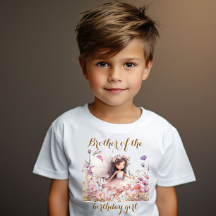 Camiseta Lavanda Fairy Wildflower irmão de aniversariante