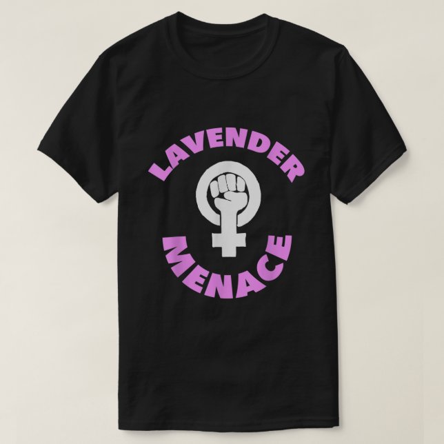 Camiseta Lavanda Menace LGBT Lésbica Radfem (Frente do Design)
