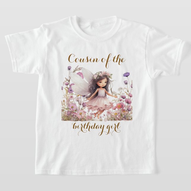 Camiseta Lavanda primo de flor silvestre de fada da anivers (Postura )