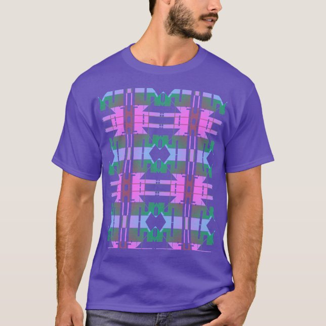 Camiseta Lavanda Verde Cor-de-Rosa, Azulejos de Arte Tribal (Frente)