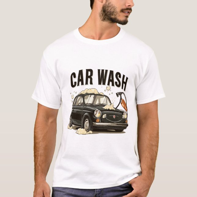 Camiseta Lave, Rinse, Brilho: Tema De Lava-Carro (Frente)