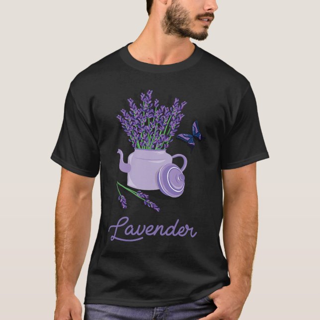 Camiseta Lavender Pot Vase Butterfly  Beautiful Flower (Frente)
