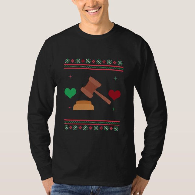 Camiseta Lawyer Ugly Christmas Sweater Judge Attorney (Frente)