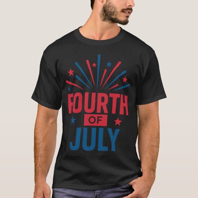 Camiseta Layout de fogos de artifício em negrito no dia 4 d (Frente)