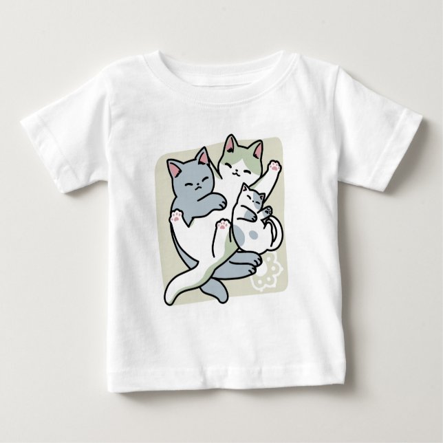 Camiseta Lazer - Design de Gatos Preguiçosos (Frente)