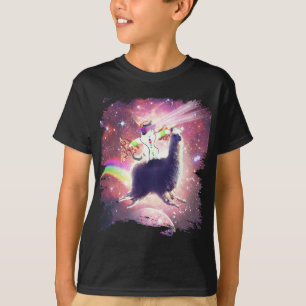 Camiseta Lazer Rave Space Cat Riding Llama with Pizza