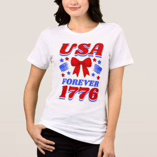 Camiseta Lazo Xadrez Vermelho EUA Para Sempre 1776