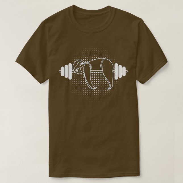 Camiseta Lazy Gym Sloth Barbell (Frente do Design)