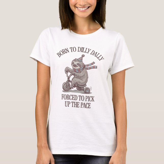 Camiseta Lazy Sloth Retro Bike Cartoon (Frente)