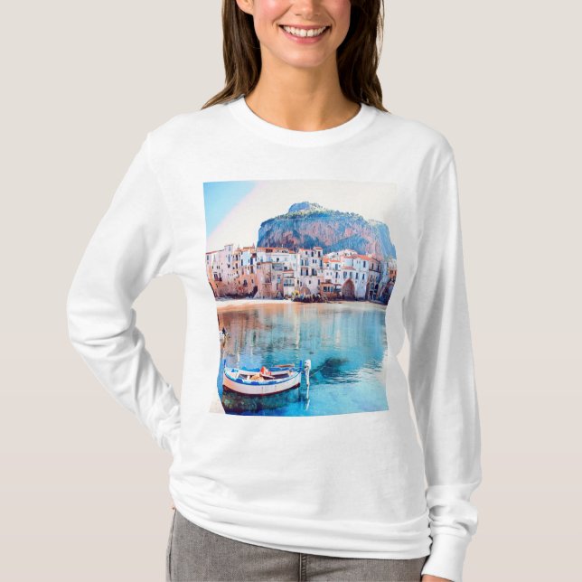 Camiseta ldp CEFALU - Sicília - praia - panorama (Frente)
