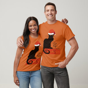 Camiseta Le Chat Noel Paródia de Natal Corte Desgastado