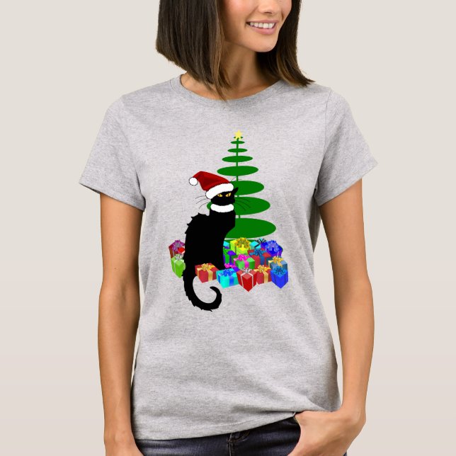 Camiseta Le Chat Noir com árvore de Natal (Frente)