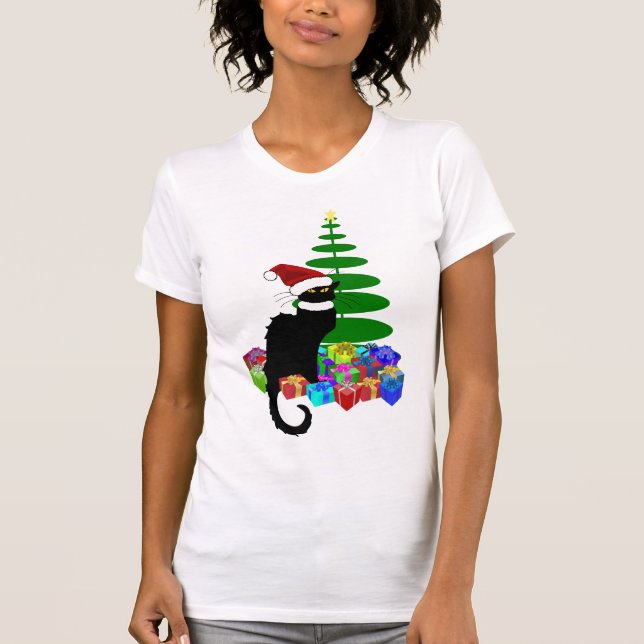 Camiseta Le Chat Noir com árvore de Natal (Frente)