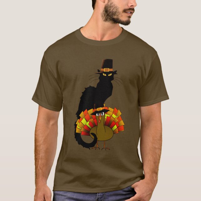 Camiseta Le Chat Noir de Ação de Graças com Peregr (Frente)