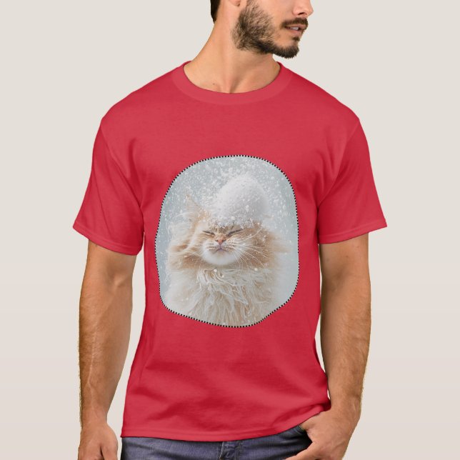 Camiseta Le chat roux à l’air très détendu, flocons sur la  (Frente)