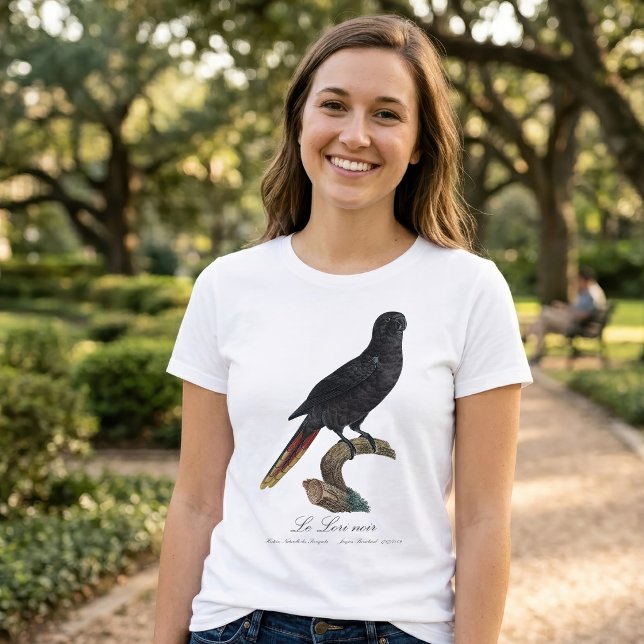 Camiseta Le Lori noir / Black lory (Black Lory or Red-Quilled Lory, Chalcopsitta atra. Women Basic White T-Shirt)