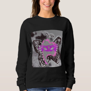 Camiseta Le Papillon Masqué De Gris Et De Rosa