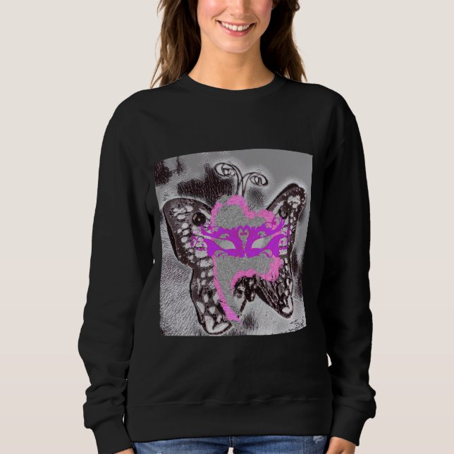 Camiseta Le Papillon Masqué De Gris Et De Rosa (Frente)