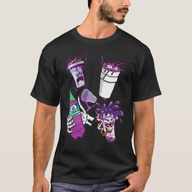Camiseta Lean Purple Bebida Suja Xícara Dupla Fumaça de Lea (Frente)