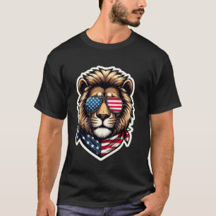 Camiseta Leão 4 de Julho Dia da Independência Americano EUA