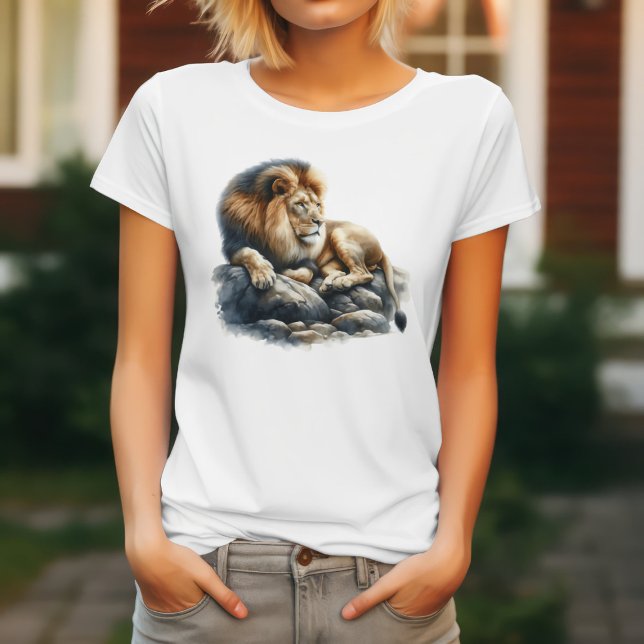 Camiseta Leão Africano Aquarela (Criador carregado)