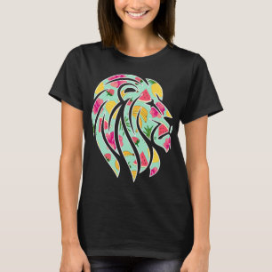 Camiseta Leão Africano com Padrão de Fruta Tropical