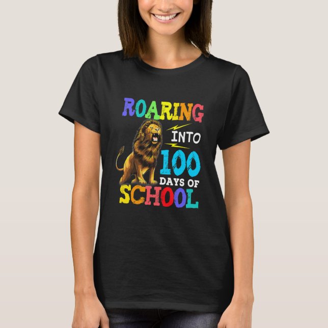 Camiseta Leão Andando Para 100 Dias De Escola (Frente)