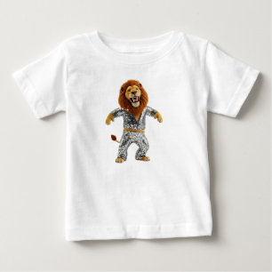 Camiseta Leão Antropomórfico Divertido em Disco de Lantejou